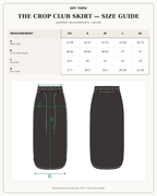 The Crop Club Skirt size guide in inches