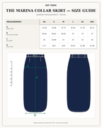 The Marina Collar Skirt size guide in inches